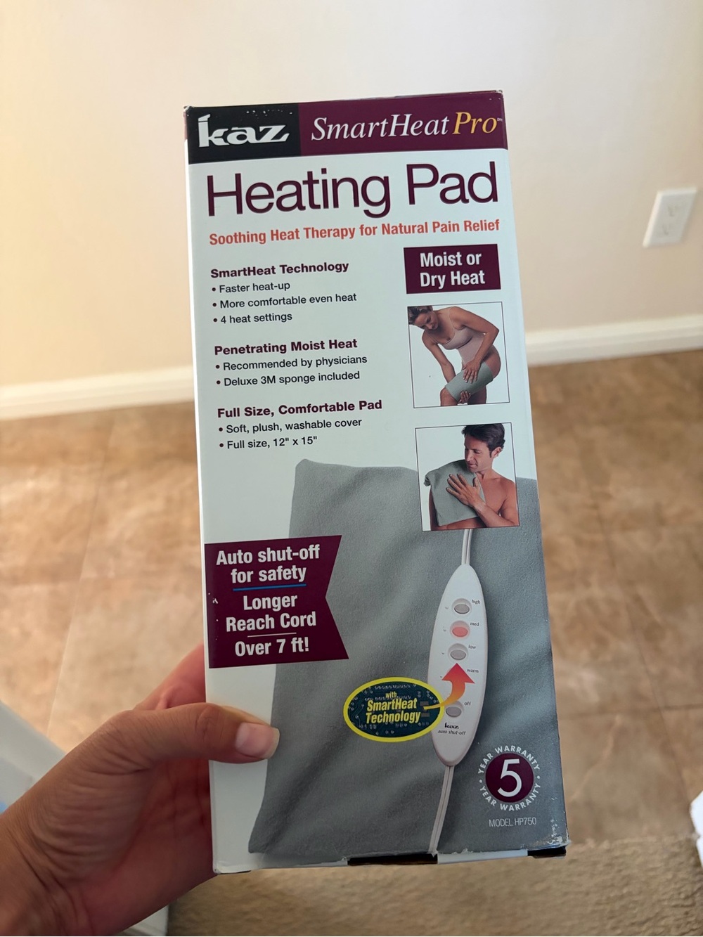 Kaz SmartHeat Pro Gray Heating Pad - Moist or Dry Heat Therapy